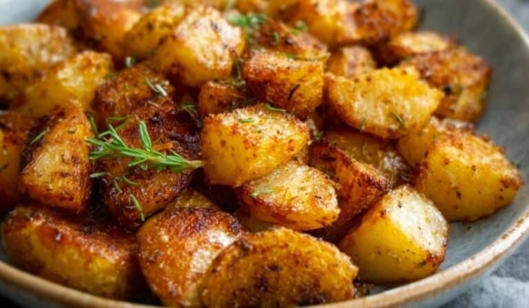 Crispy breakfast potatoes with golden brown edges in a bowl