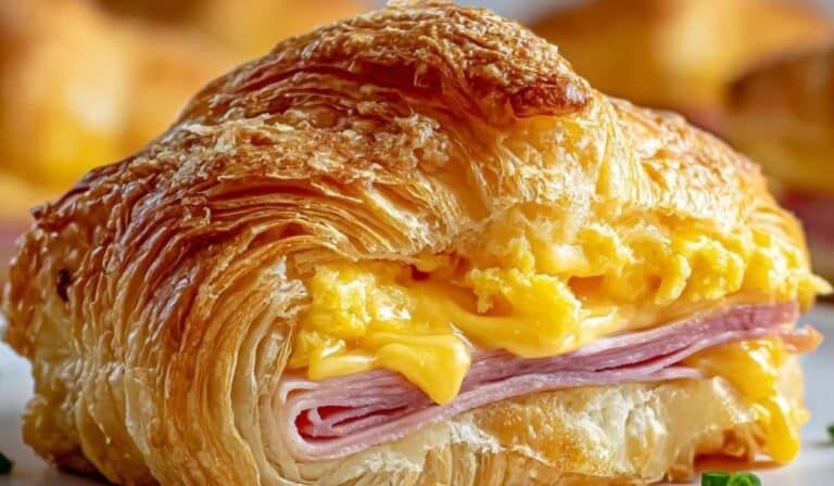 Ham and Cheese Croissant with Fluffy Scrambled Eggs