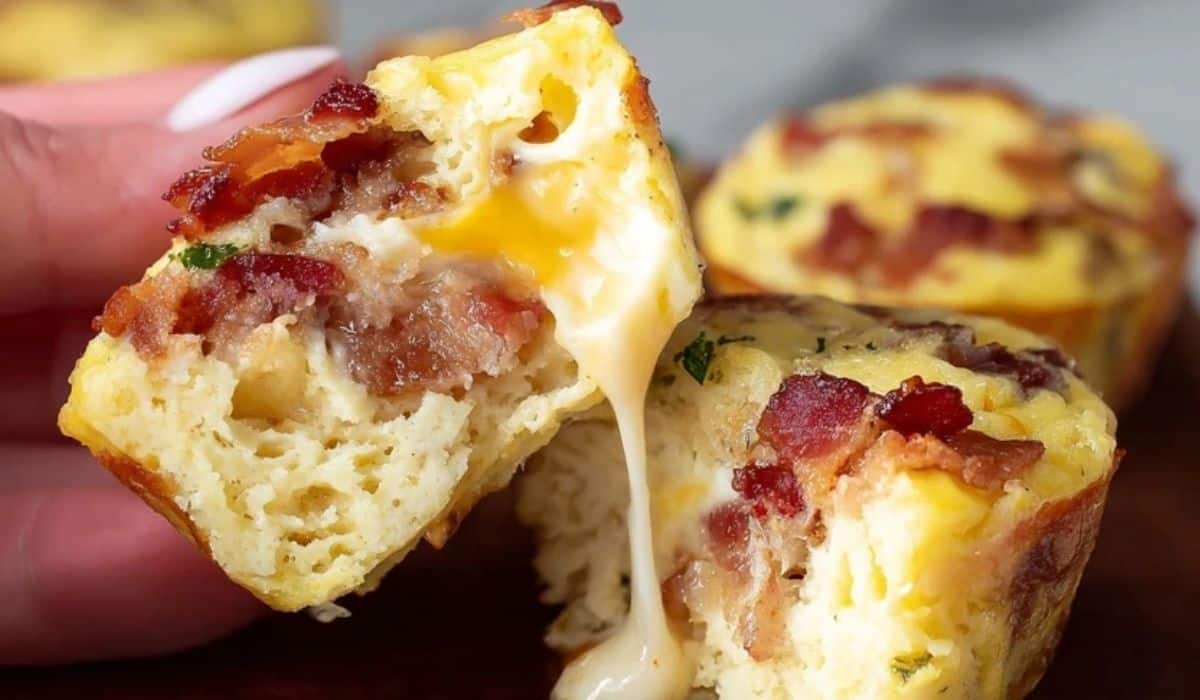 Starbucks Bacon Egg Bites with melted cheese and crispy bacon center