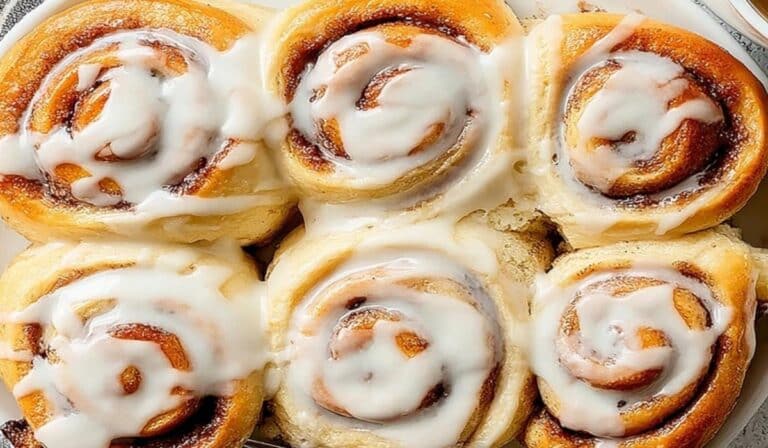 Easy Slow Cooker Cinnamon Rolls served fresh in slow cooker