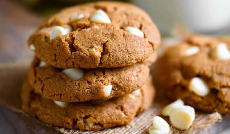 Soft White Chocolate Chip Molasses Cookies on serving plate
