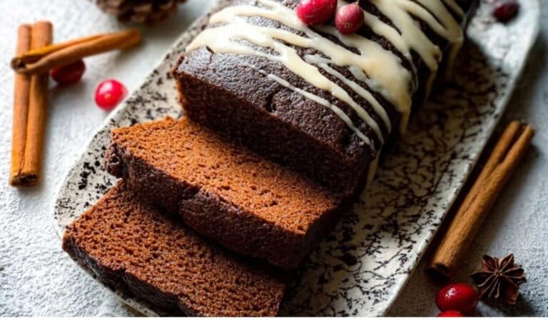 Spiced Gingerbread Loaf served on rustic plate