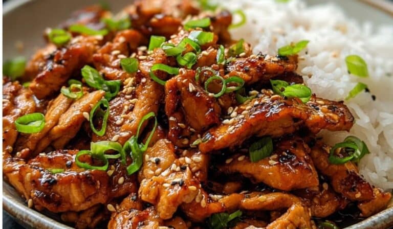 Easy Chicken Bulgogi Recipe served Korean style with rice and kimchi