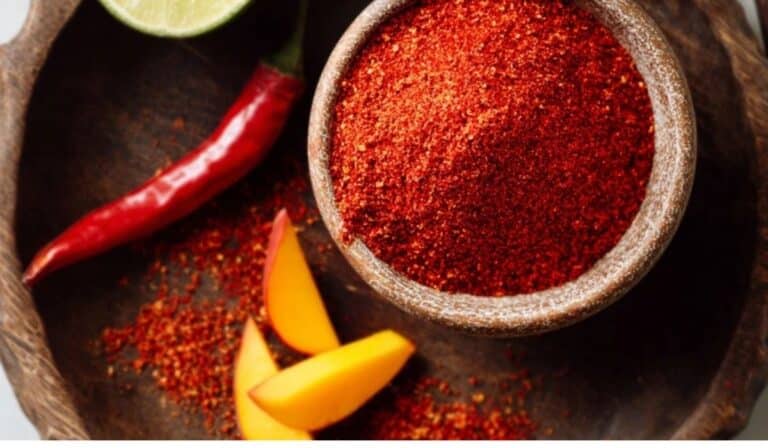 Homemade Tajin Seasoning in a rustic bowl