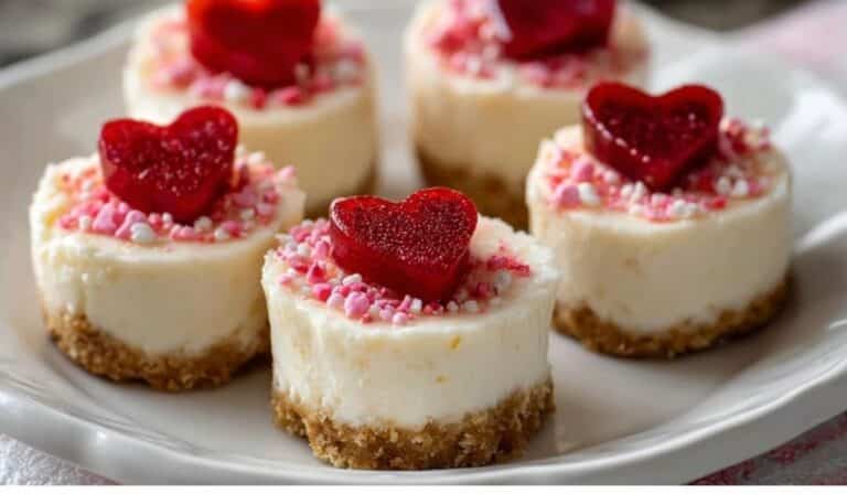 Mini Valentine’s Day Cheesecake Bites styled for romantic celebration